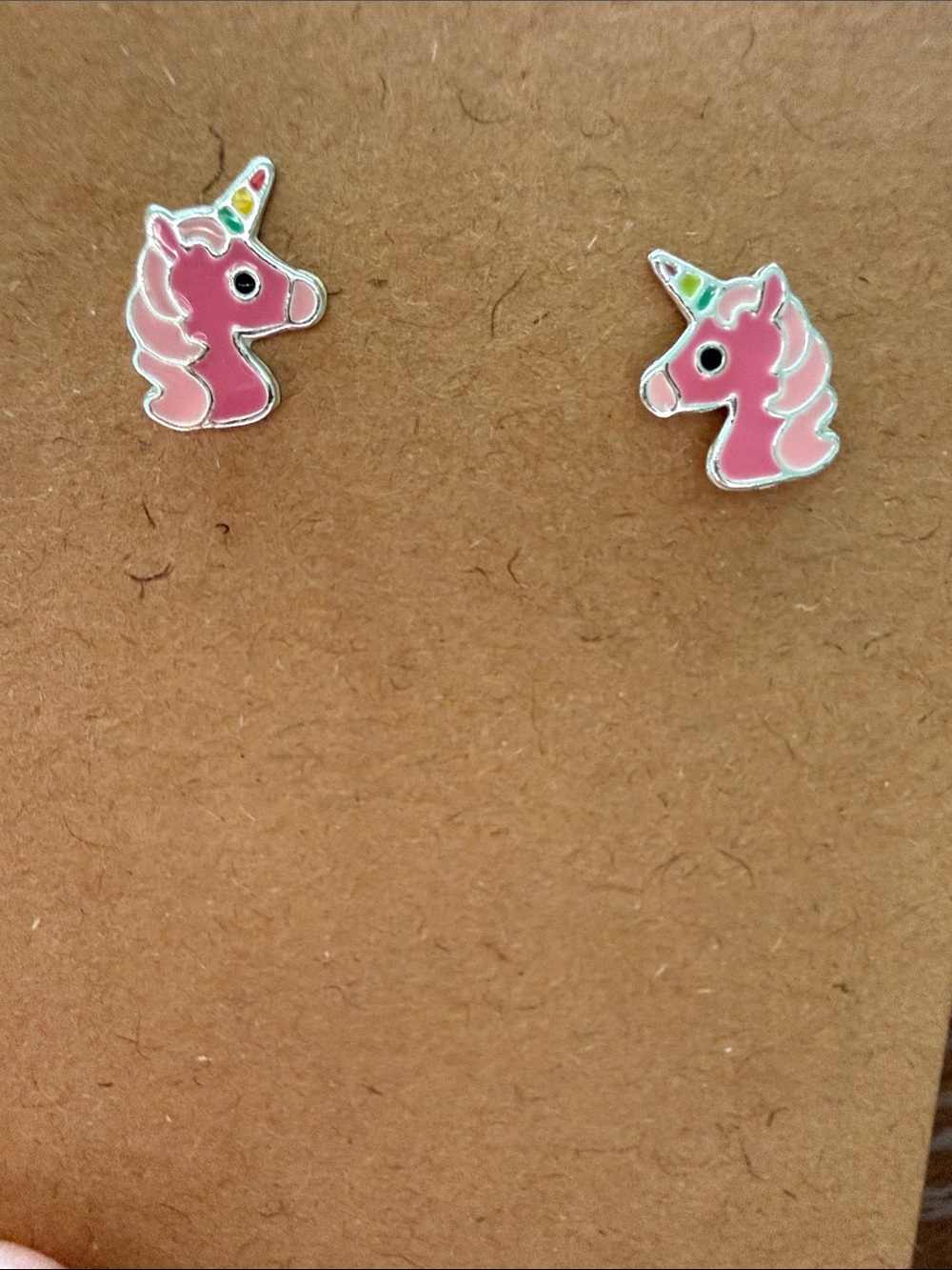 Pink Unicorn Stud Earrings - 925 Silver